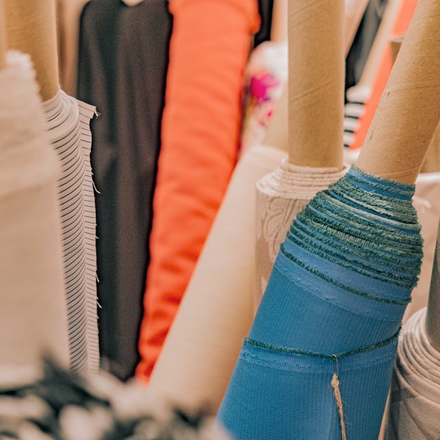 Rolls of natural fashion fabrics and textiles